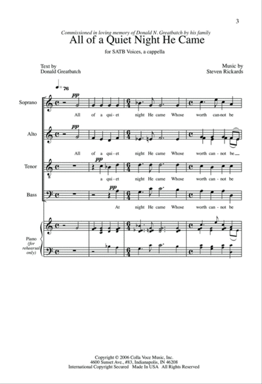 All Of A Quiet Night He Came 4-Part scores gallery preview page 3