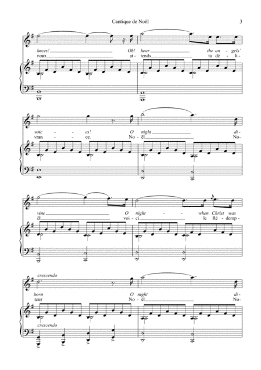O Holy Night / Cantique de noel for voice and easy piano (G Major) Piano, Vocal, Guitar scores gallery preview page 4