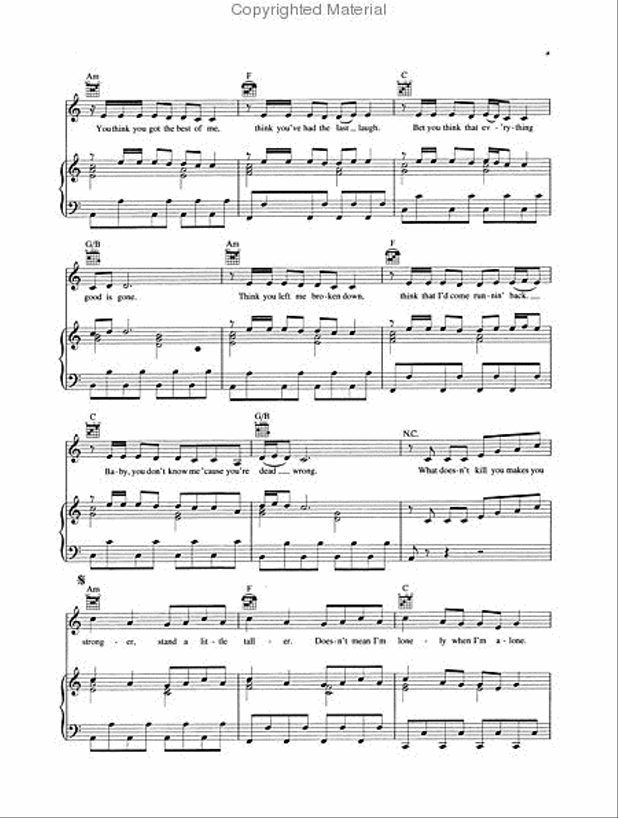 Stronger (What Doesn't Kill You) Piano, Vocal, Guitar scores gallery preview page 3