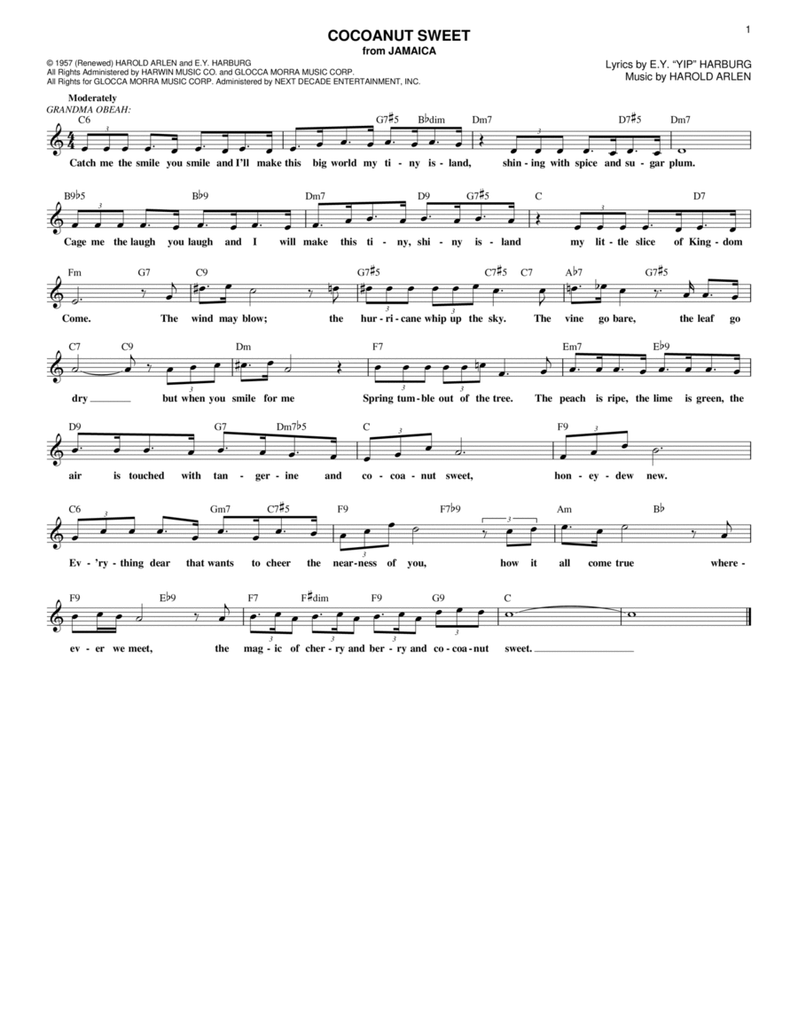 Cocoanut Sweet Piano scores gallery preview page 1