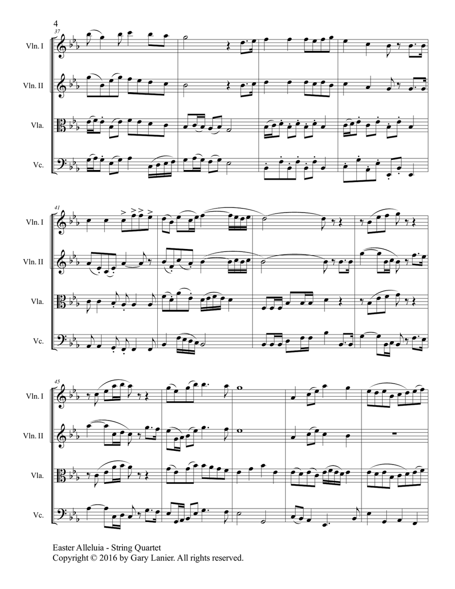 Gary Lanier: Easter Alleluia (String Quartet medley – Score & Parts) String Quartet scores gallery preview page 5