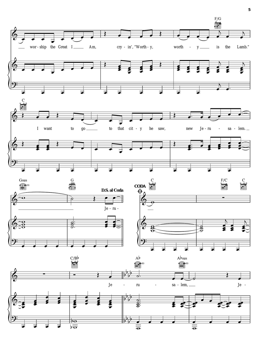 Jerusalem Piano, Vocal, Guitar scores gallery preview page 5
