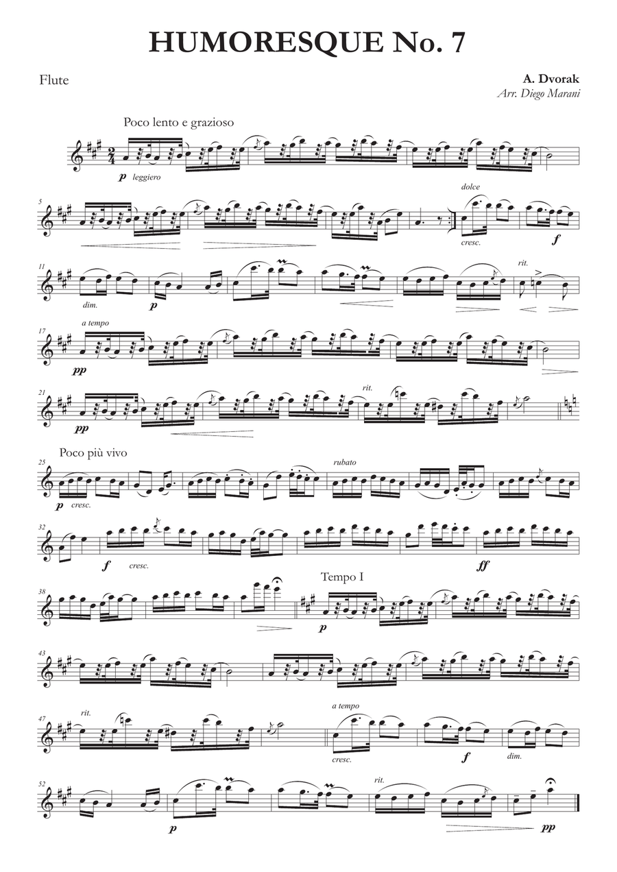 Humoresque No. 7 for Flute and Piano Flute Solo scores gallery preview page 1