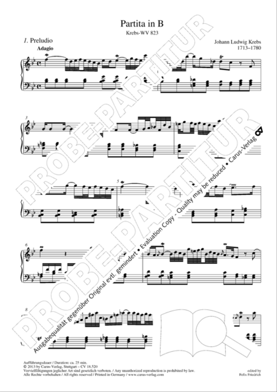Partita in B flat Major Harpsichord scores gallery preview page 7