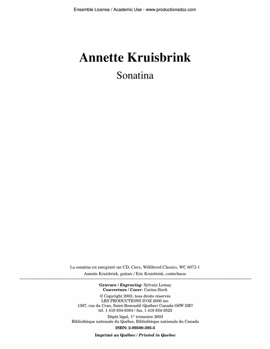 Sonatina Double Bass scores gallery preview page 1