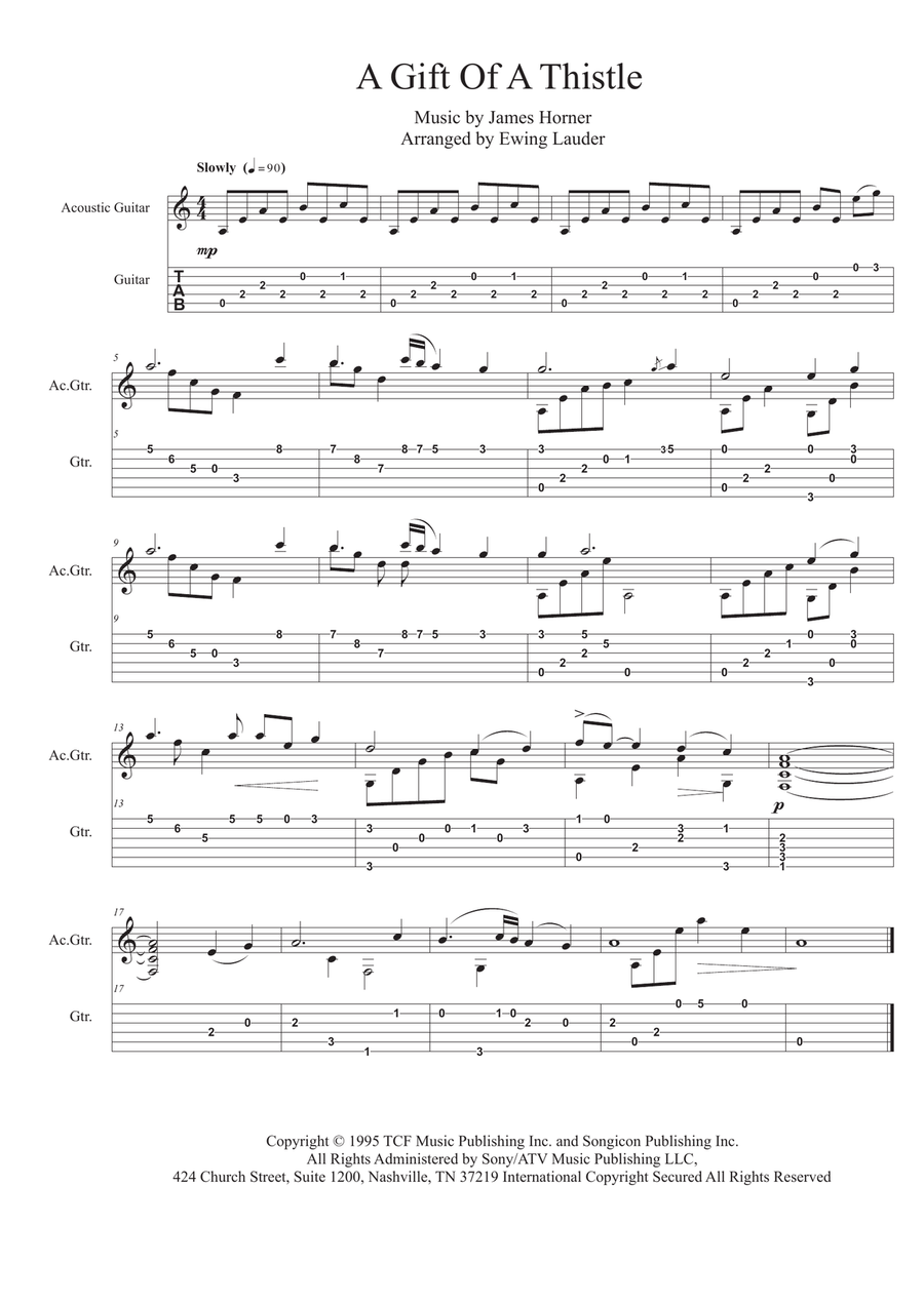 A Gift Of A Thistle Guitar Tablature scores gallery preview page 1