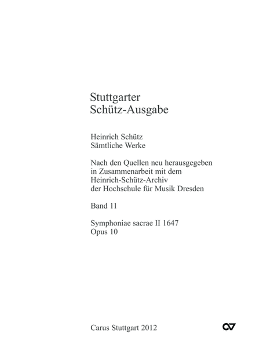 Symphoniae sacrae II (Stuttgart Schutz Edition, vol. 11) Score scores gallery preview page 2