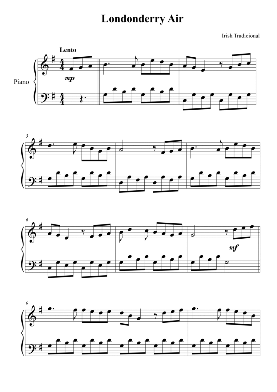 Londonderry Air Easy Piano scores gallery preview page 1
