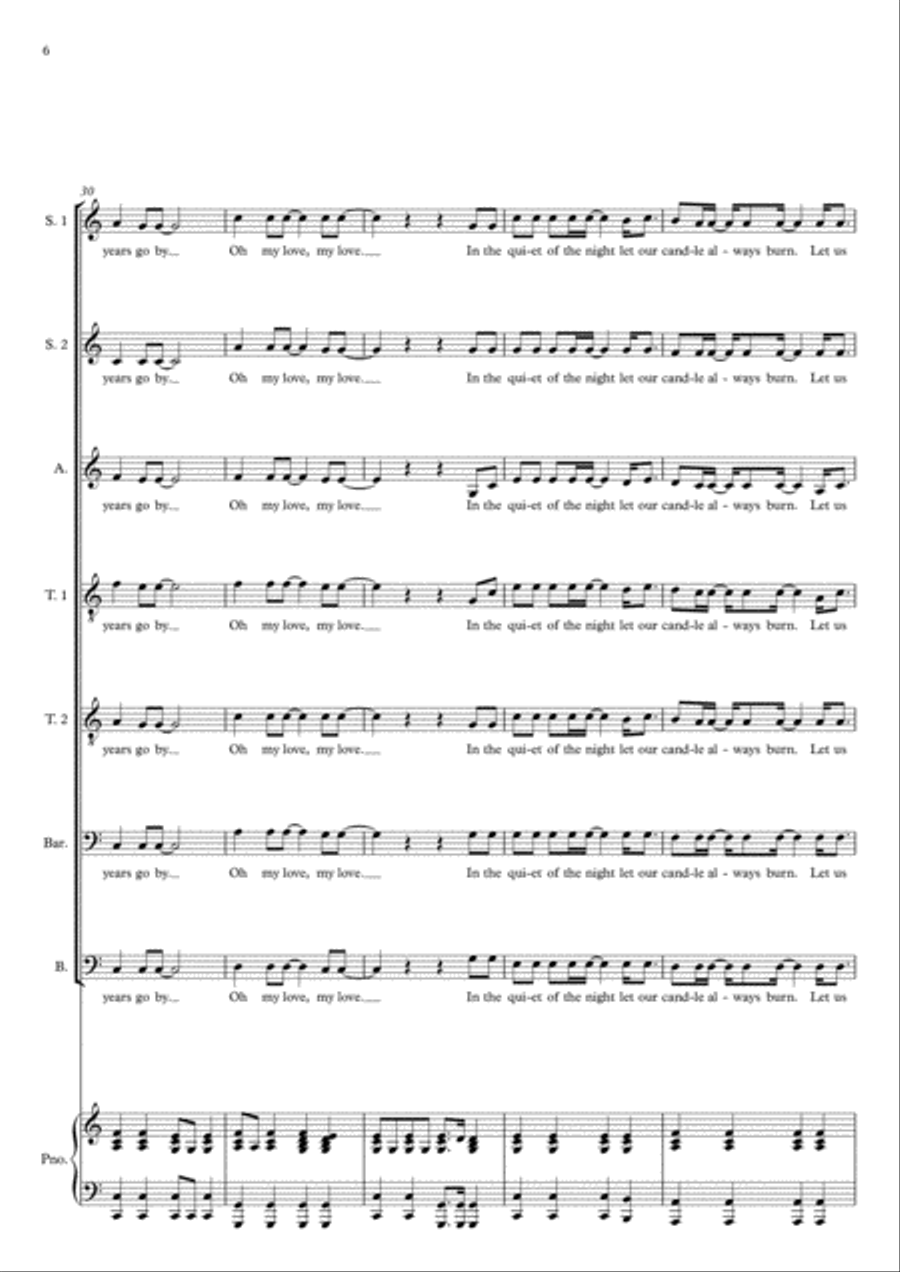 Teo Torriatte (let Us Cling Together) 4-Part scores gallery preview page 6