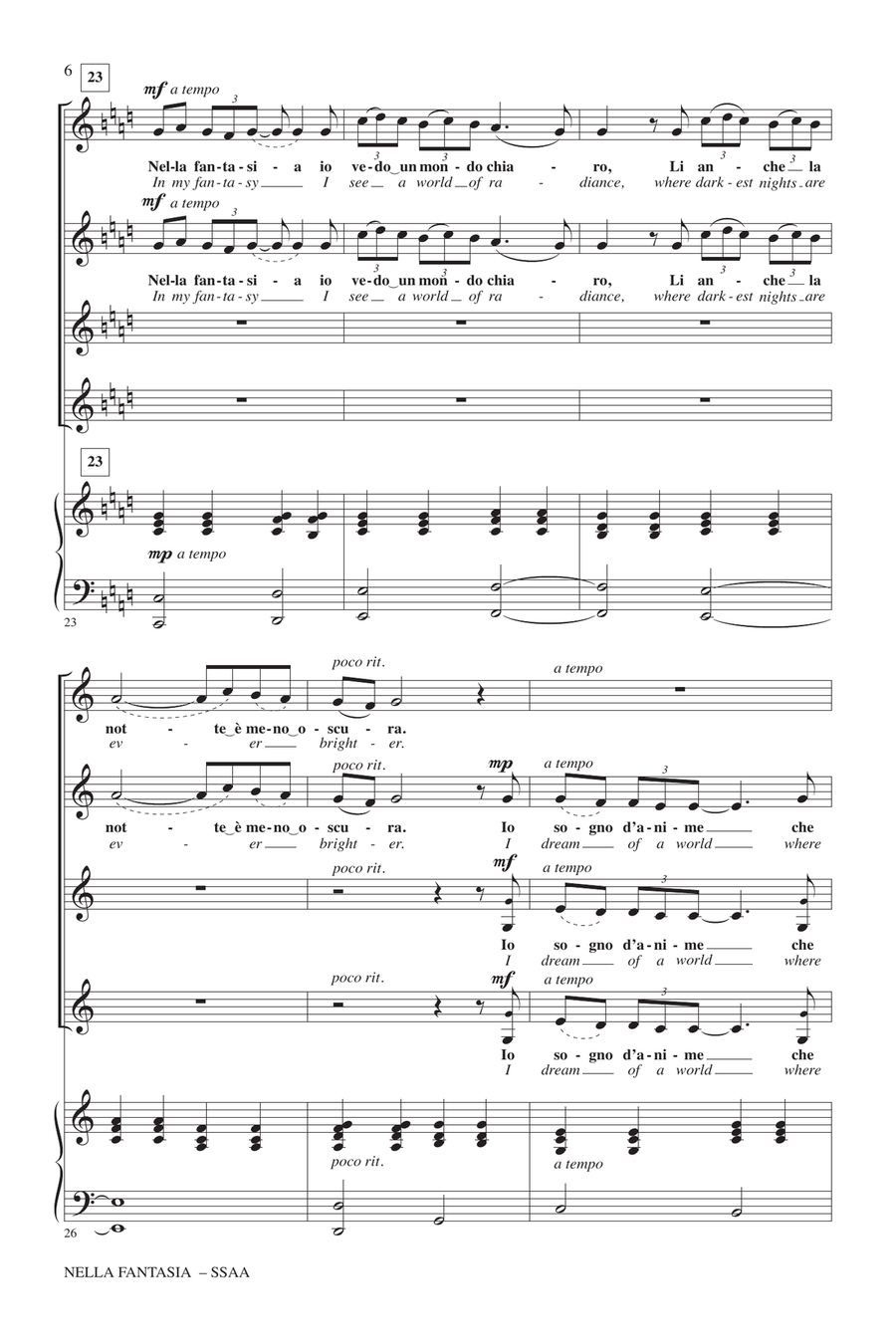 Nella Fantasia (In My Fantasy) (arr. Audrey Snyder) SSAA scores gallery preview page 4