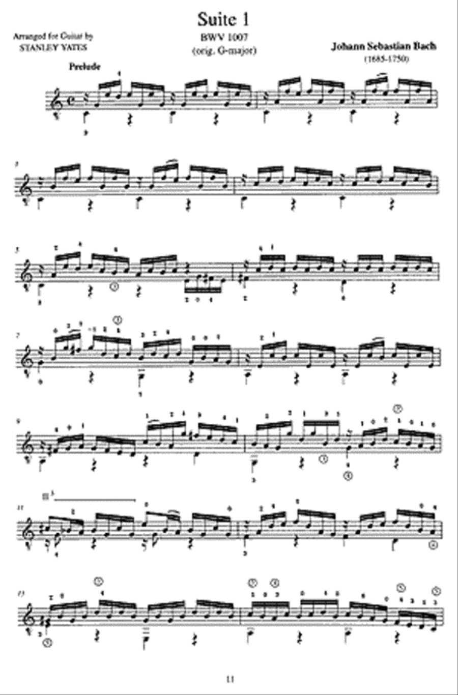 J. S. Bach: Six Unaccompanied Cello Suites Arranged for Guitar Cello scores gallery preview page 2