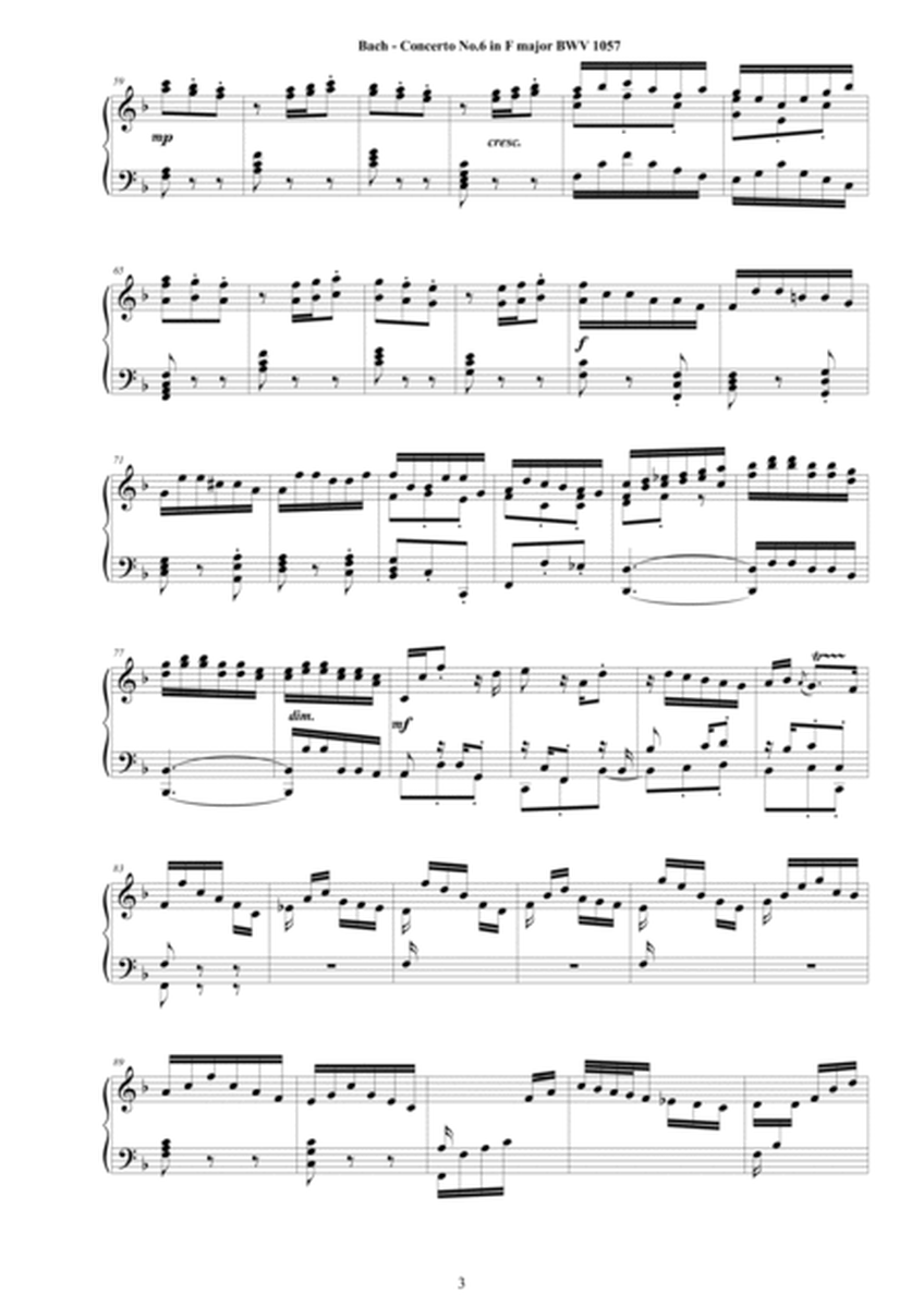 Bach - Concerto No.6 in F major BWV 1057 for Piano solo - Full score image number null