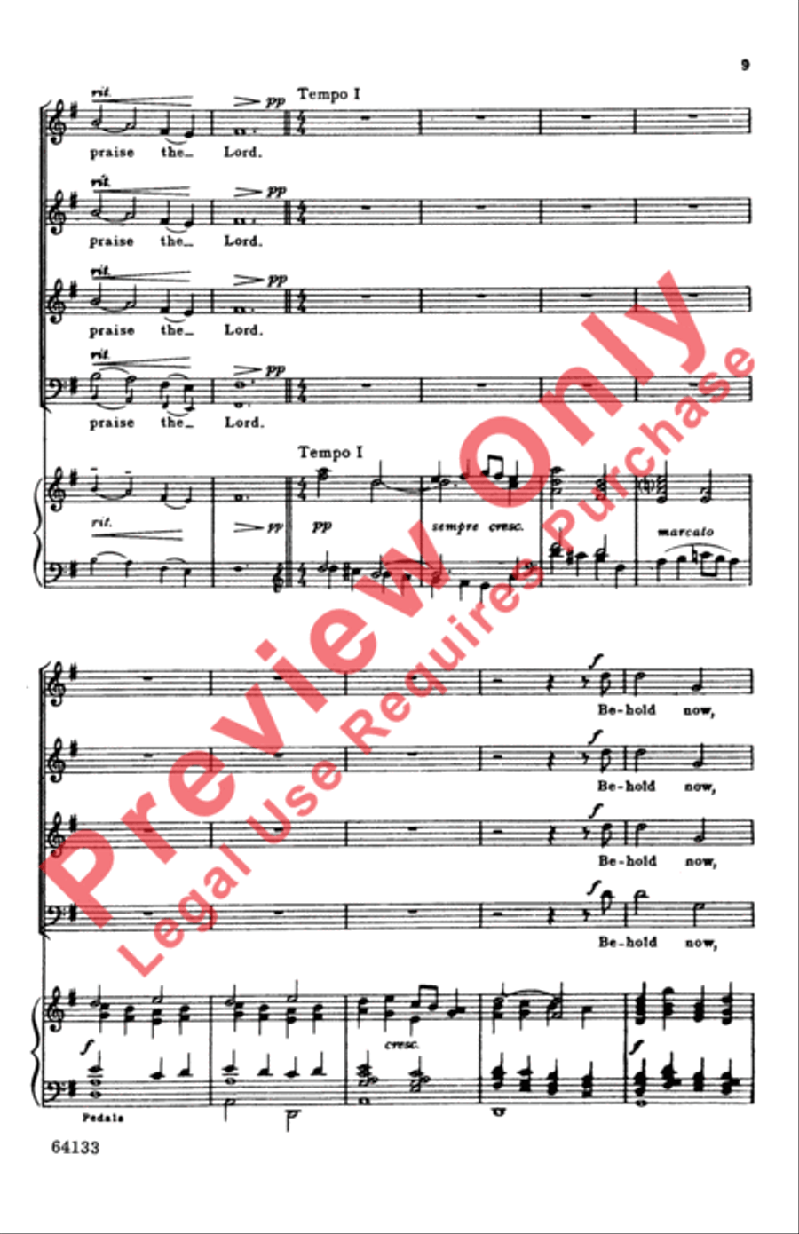 Behold Now, Praise the Lord 4-Part scores gallery preview page 8