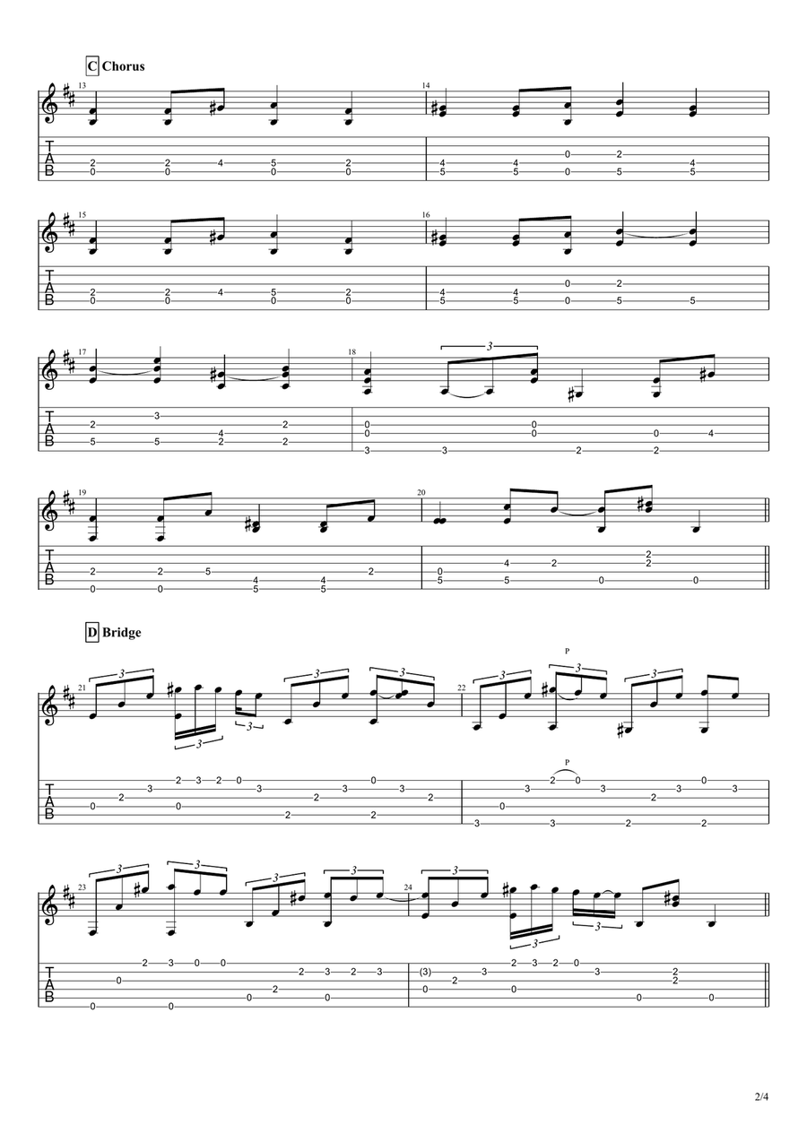 Still Still Still, for solo fingerstyle guitar Fingerpicking Guitar scores gallery preview page 2