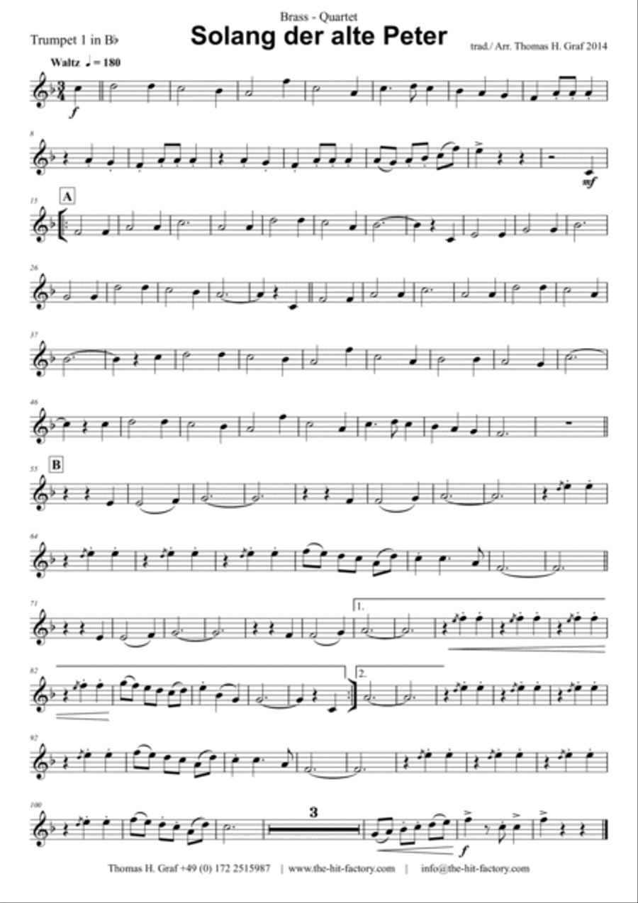 Solang der alte Peter – Oktoberfest – Munich City anthem - Brass Quartet Brass Quartet scores gallery preview page 3