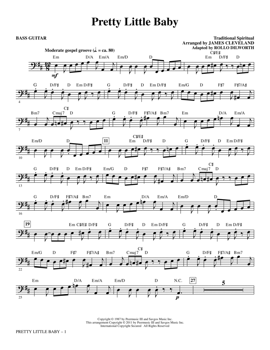 Pretty Little Baby - Bass Guitar Choir scores gallery preview page 1