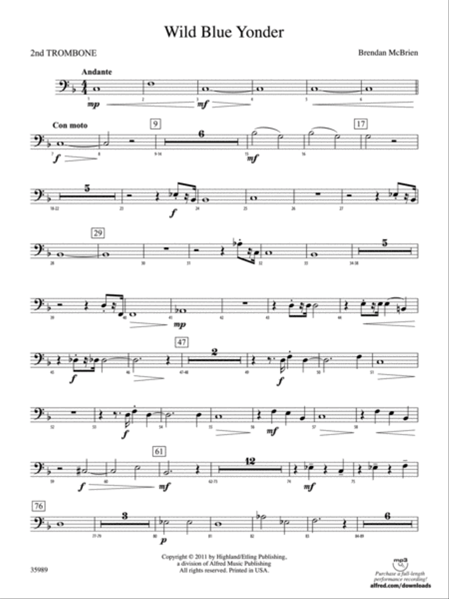 Wild Blue Yonder: 2nd Trombone Full Orchestra scores gallery preview page 1