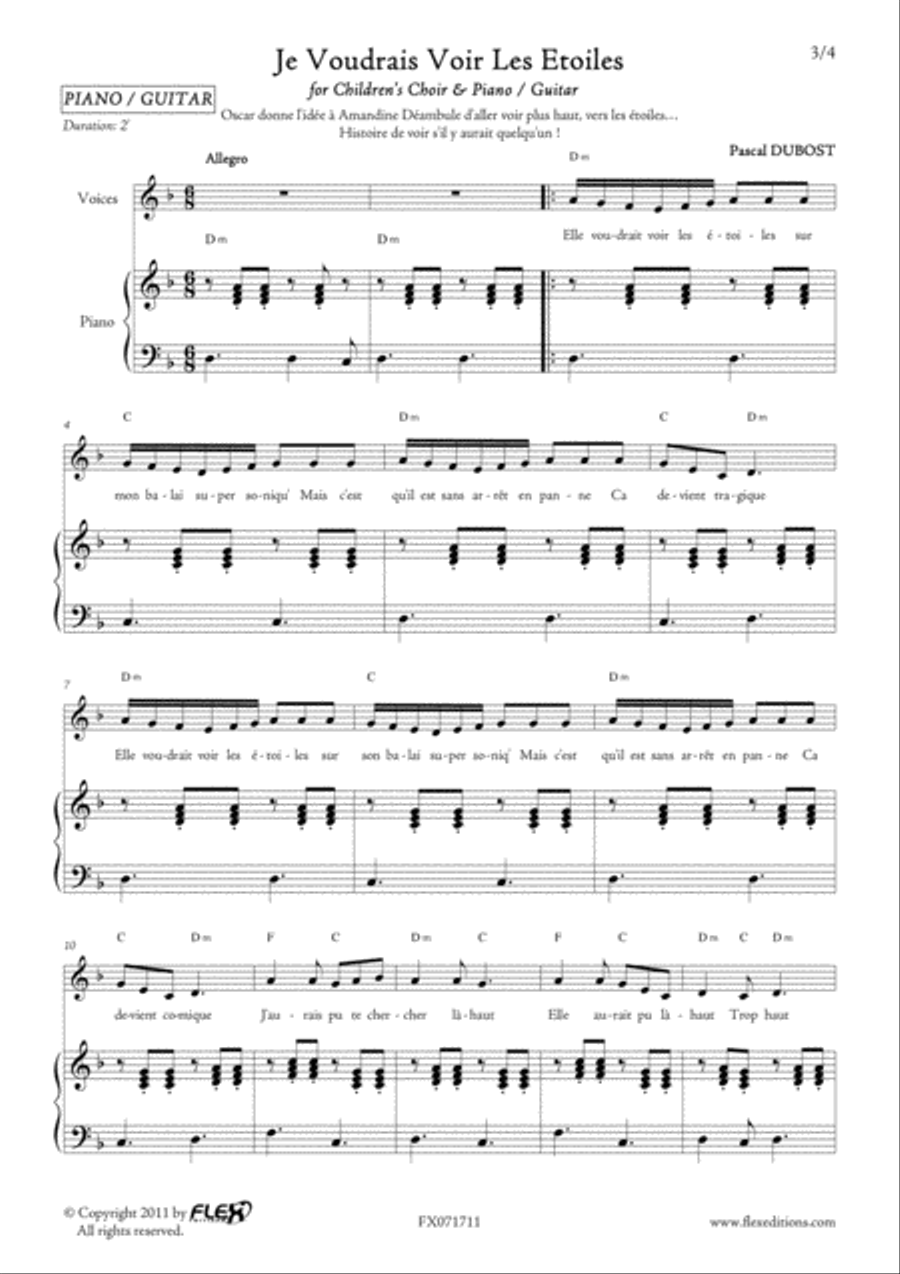 Je Voudrais Voir les Etoiles Children's Choir scores gallery preview page 3