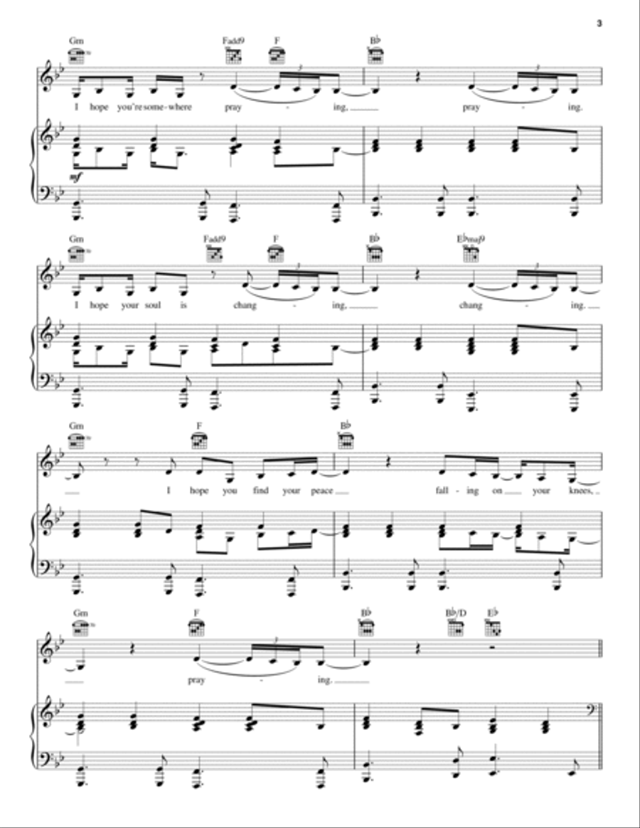 Praying Praying Piano, Vocal, Guitar scores gallery preview page 3