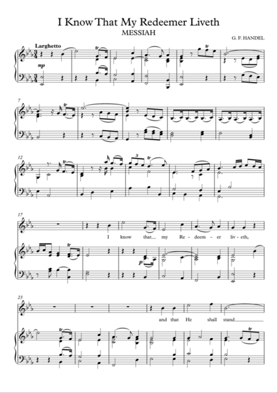 I Know That My Redeemer Liveth - Messiah (Eb Major) Soprano Voice scores gallery preview page 2