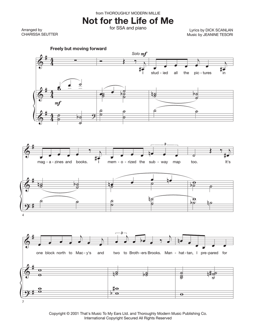 Not For The Life Of Me SSA scores gallery preview page 1