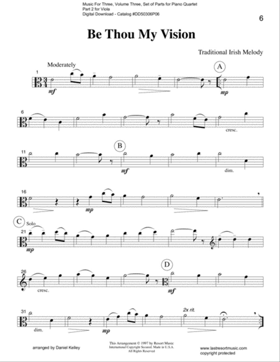 Be Thou My Vision for Piano Quartet Small Ensemble scores gallery preview page 3