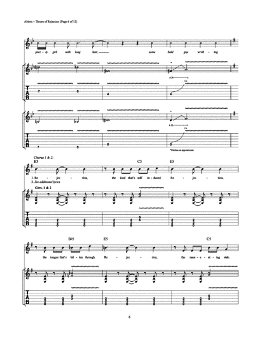 Throes of Rejection Electric Guitar scores gallery preview page 6