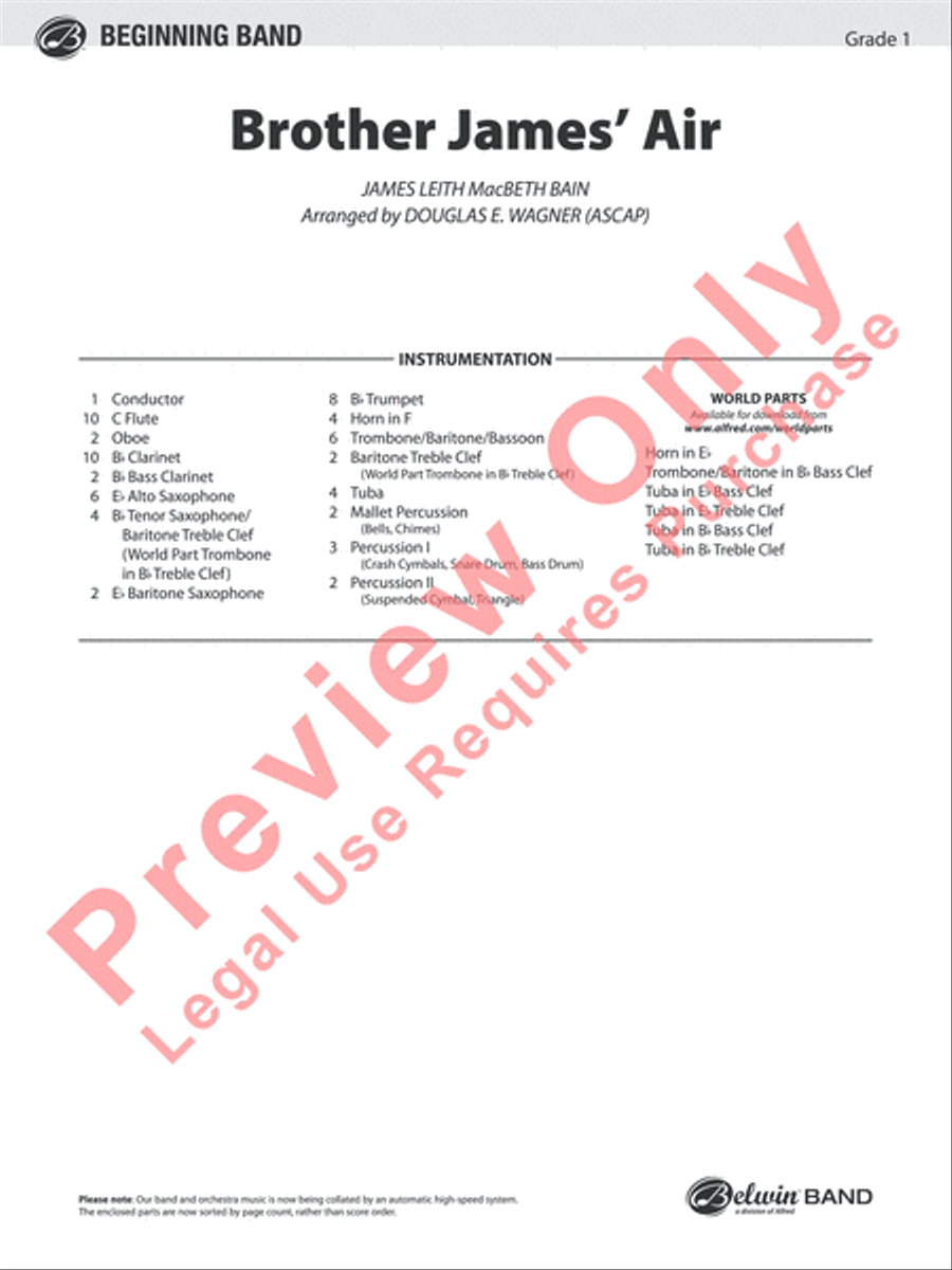Brother James' Air Brother James' Air Concert Band scores gallery preview page 2