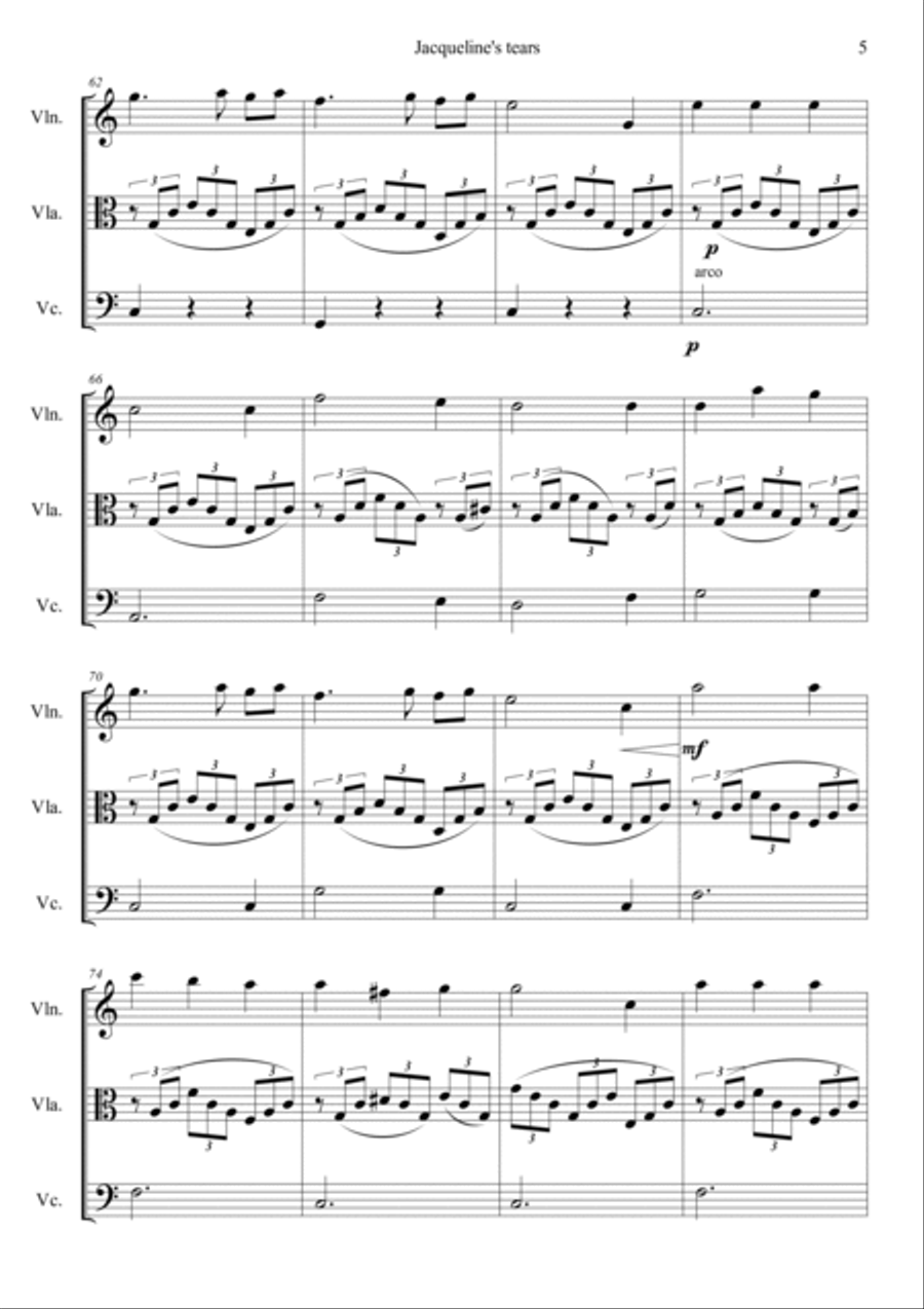 Jacqueline's Tears String Trio scores gallery preview page 5