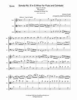 Book cover for Vivaldi, A. - Sonata No.1 Mvt. 2 for Violin, Viola and Cello