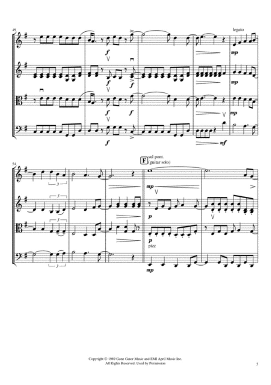 I Won't Back Down String Quartet scores gallery preview page 5