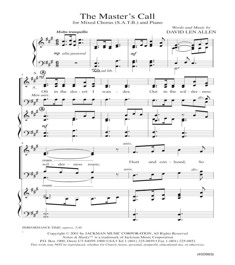 The Master's Call - SATB 4-Part scores gallery preview page 2