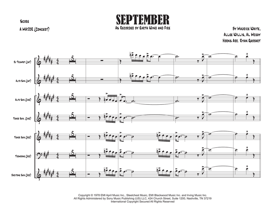 September September Tenor Saxophone scores gallery preview page 1