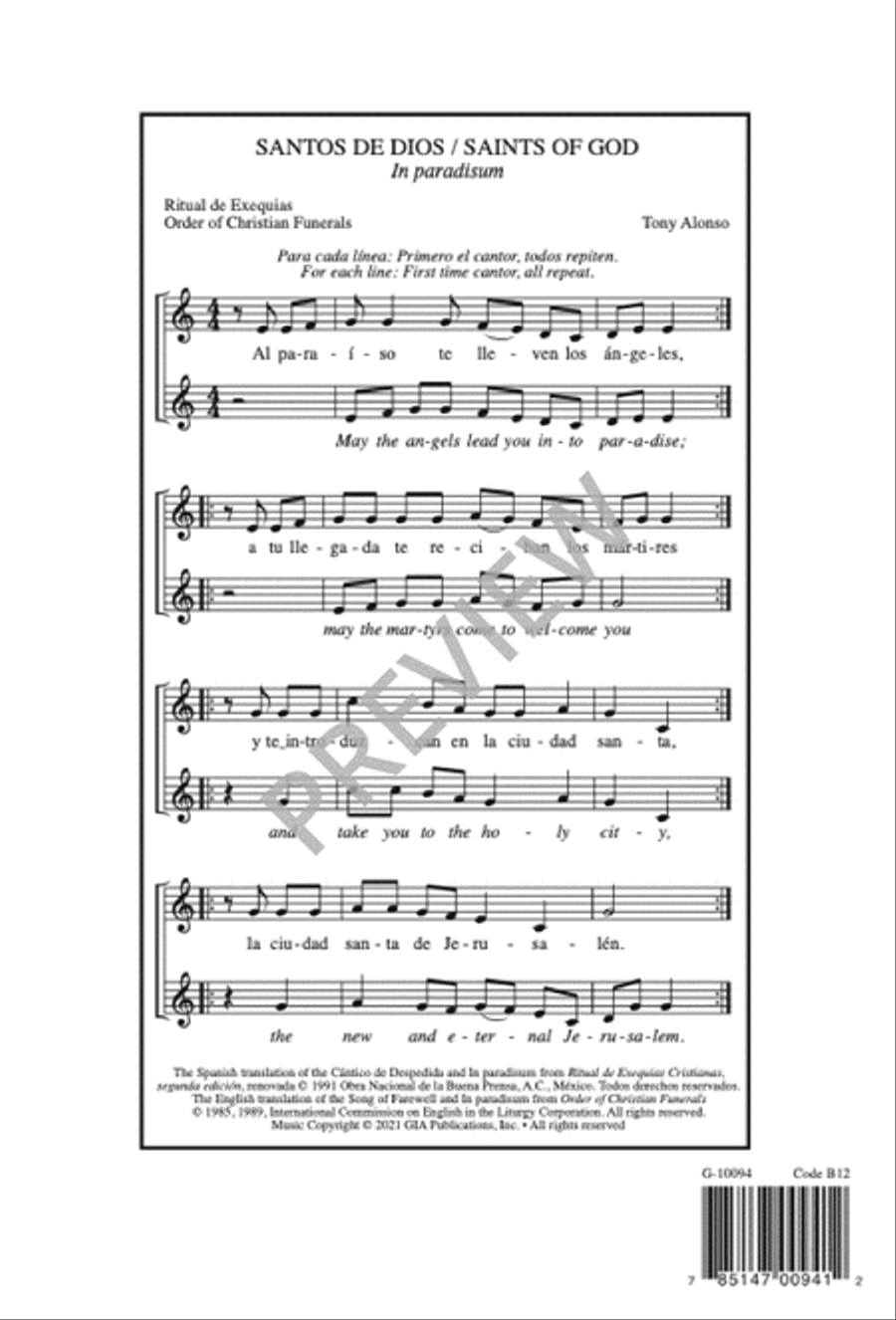 Santos de Dios / Saints of God Unison Choir scores gallery preview page 13