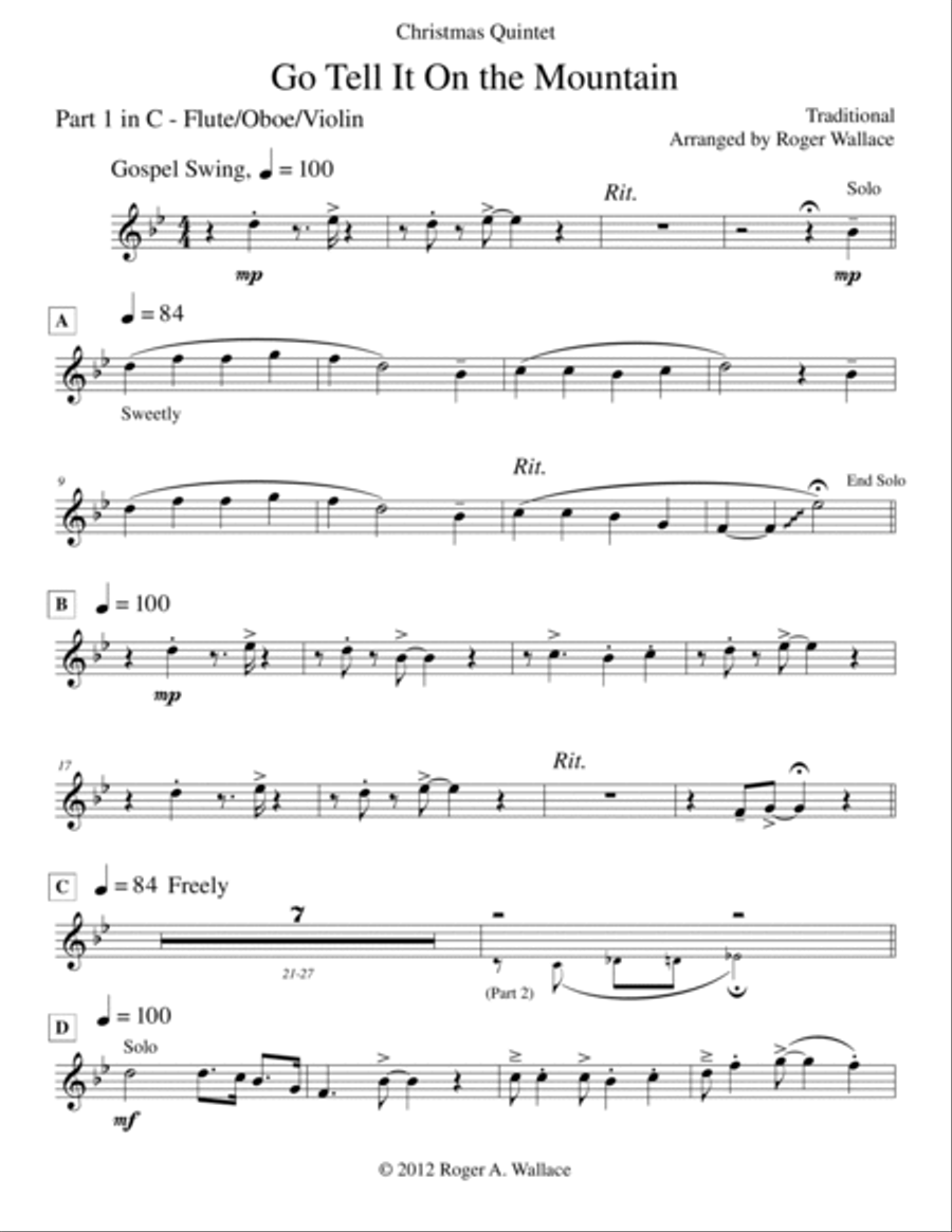 Go Tell It on the Mountain (Brass Choir) Brass Ensemble scores gallery preview page 4