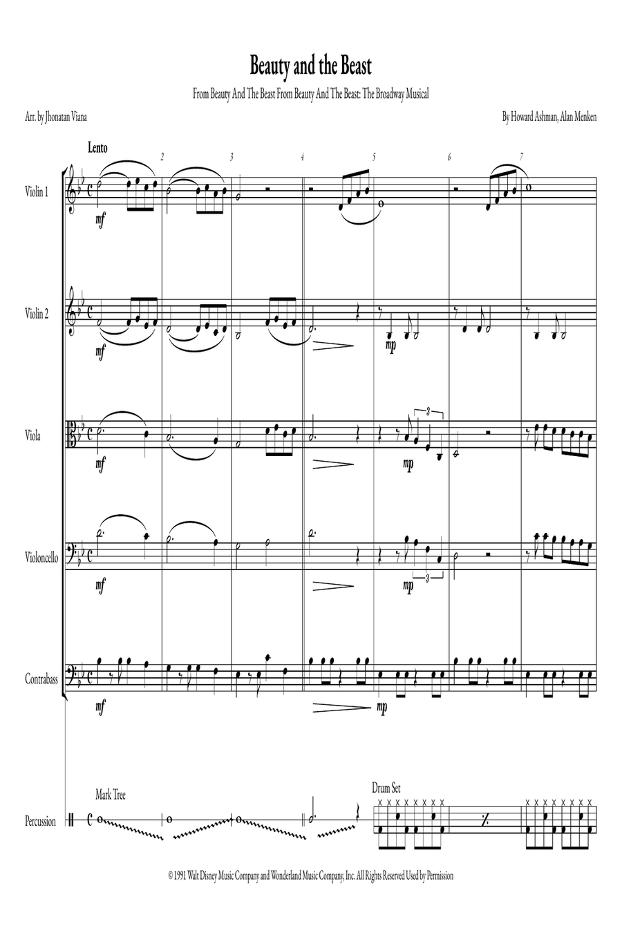 Beauty And The Beast Small Ensemble scores gallery preview page 1