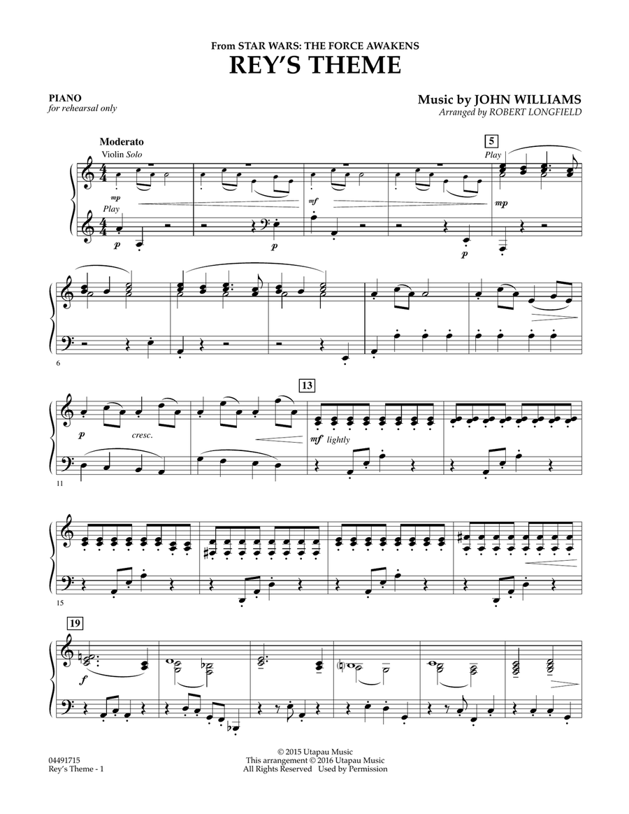 Rey's Theme (from Star Wars: The Force Awakens) - Piano Orchestra scores gallery preview page 1