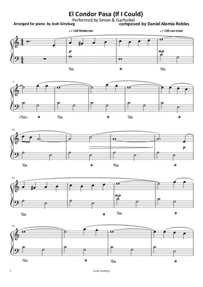 "El Condor Pasa" easy piano version