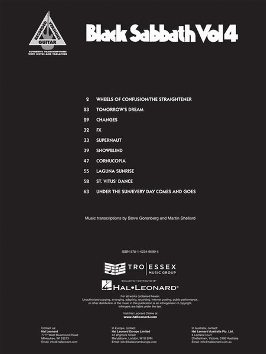 Black Sabbath Vol. 4 Black Sabbath Vol. 4 Electric Guitar scores gallery preview page 3