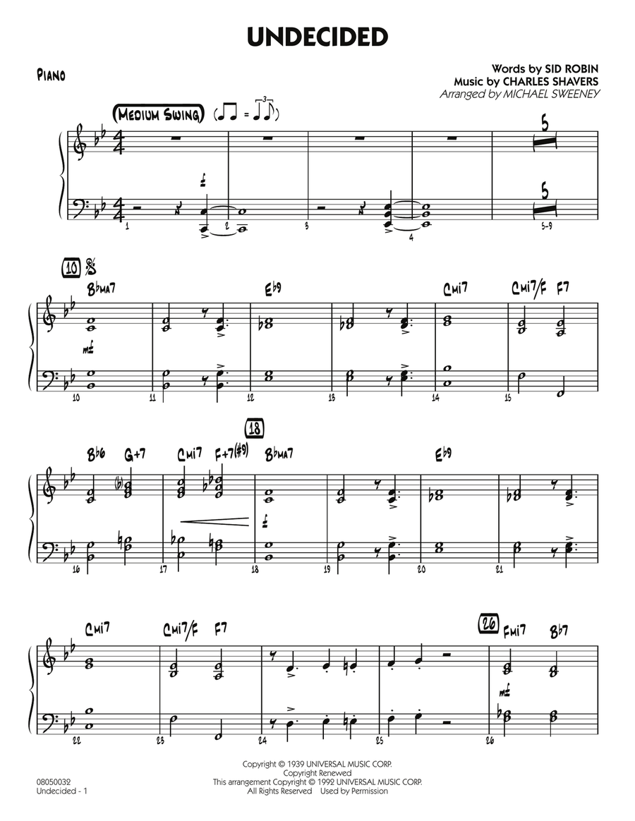 Undecided - Piano Jazz Ensemble scores gallery preview page 1