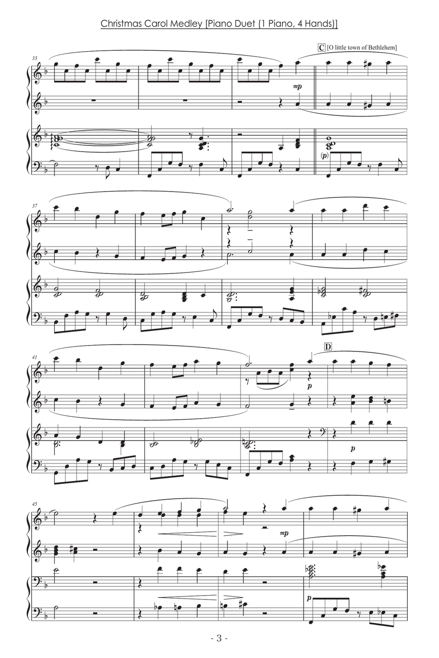 Christmas Carol Medley [Piano Duet (1 Piano) / advanced / Christmas Music Arr.] image number null
