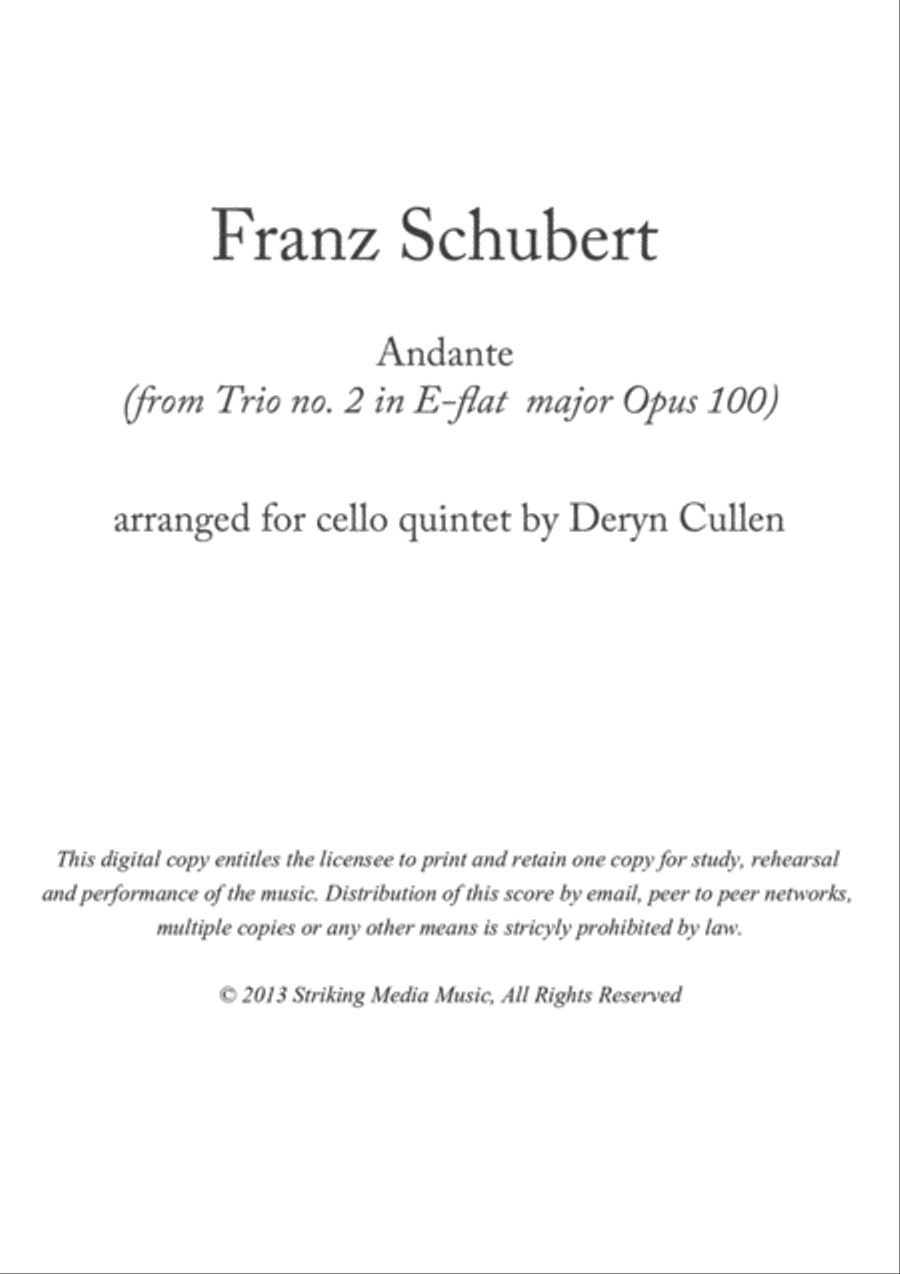 Andante from Trio in E​-​flat, Op. 100 String Quintet scores gallery preview page 2