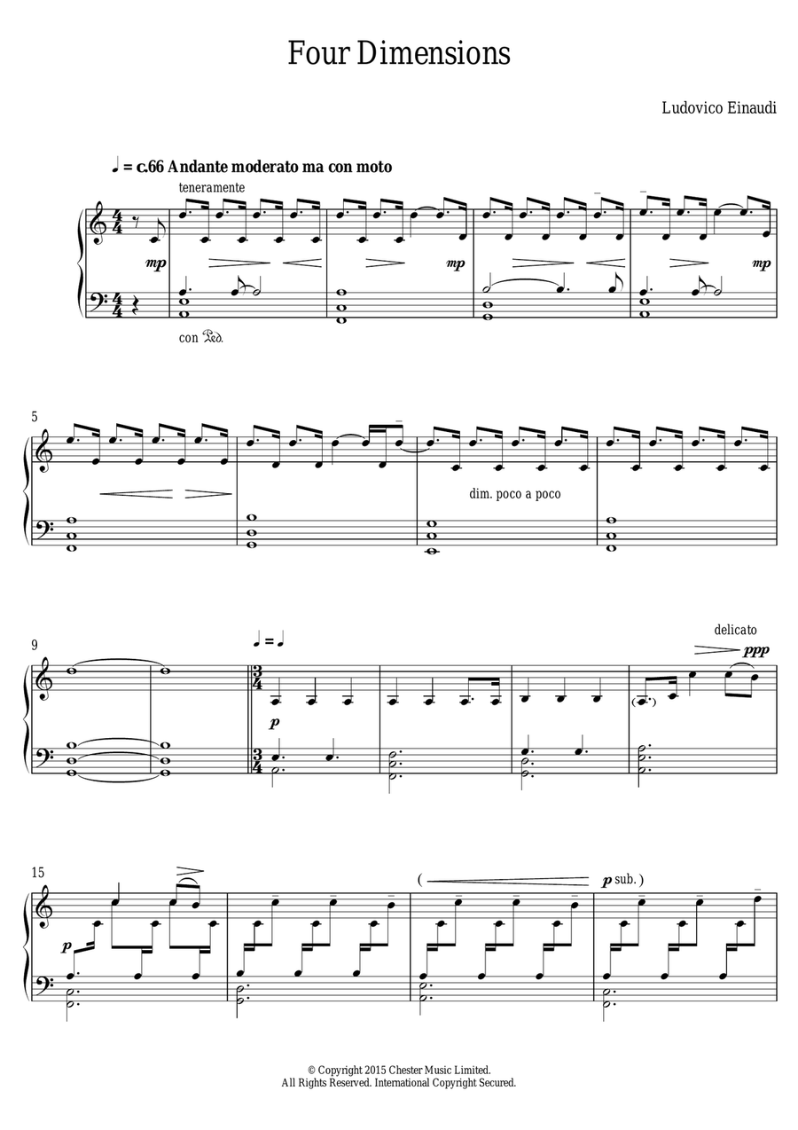 Four Dimensions Piano Solo scores gallery preview page 1