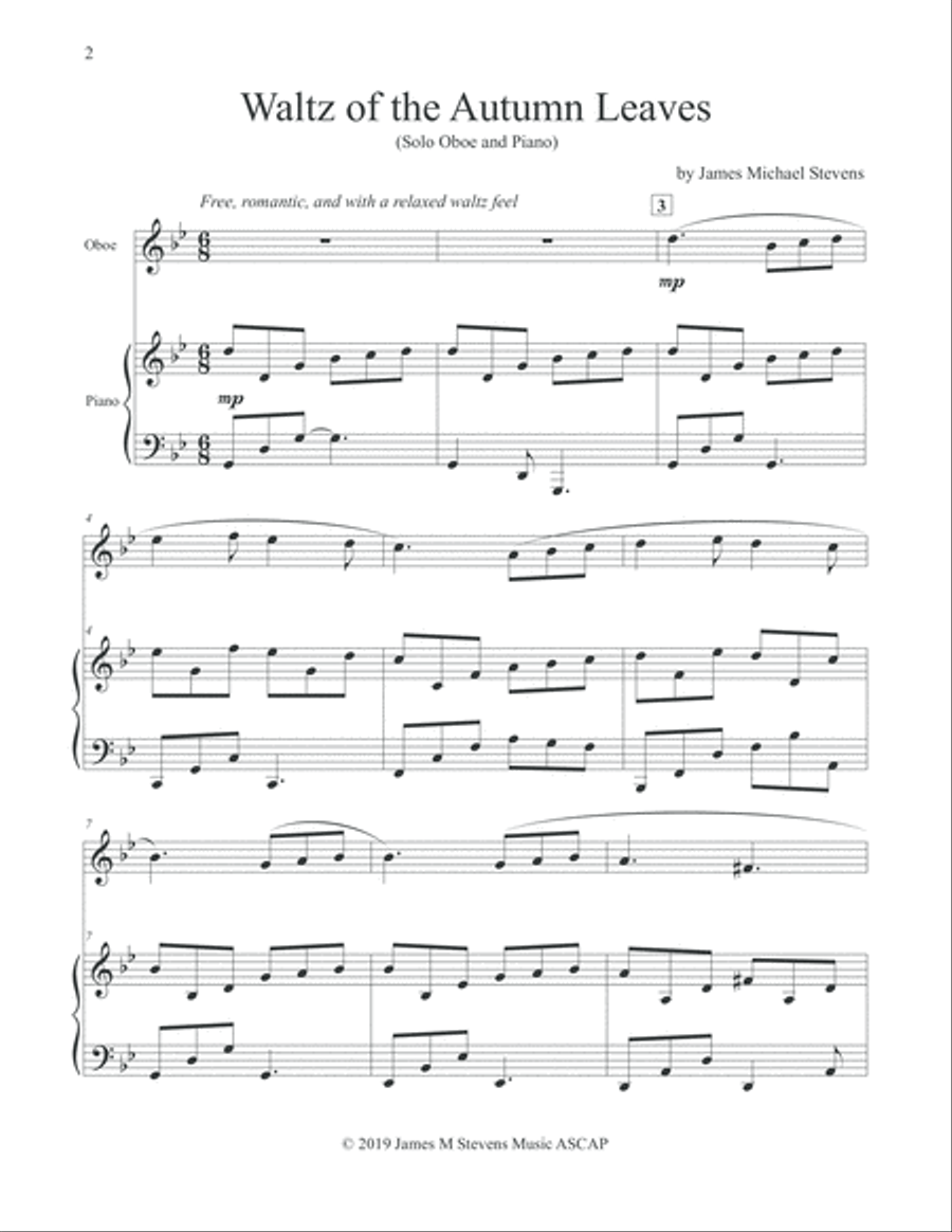Waltz of the Autumn Leaves - Oboe & Piano Piano scores gallery preview page 2