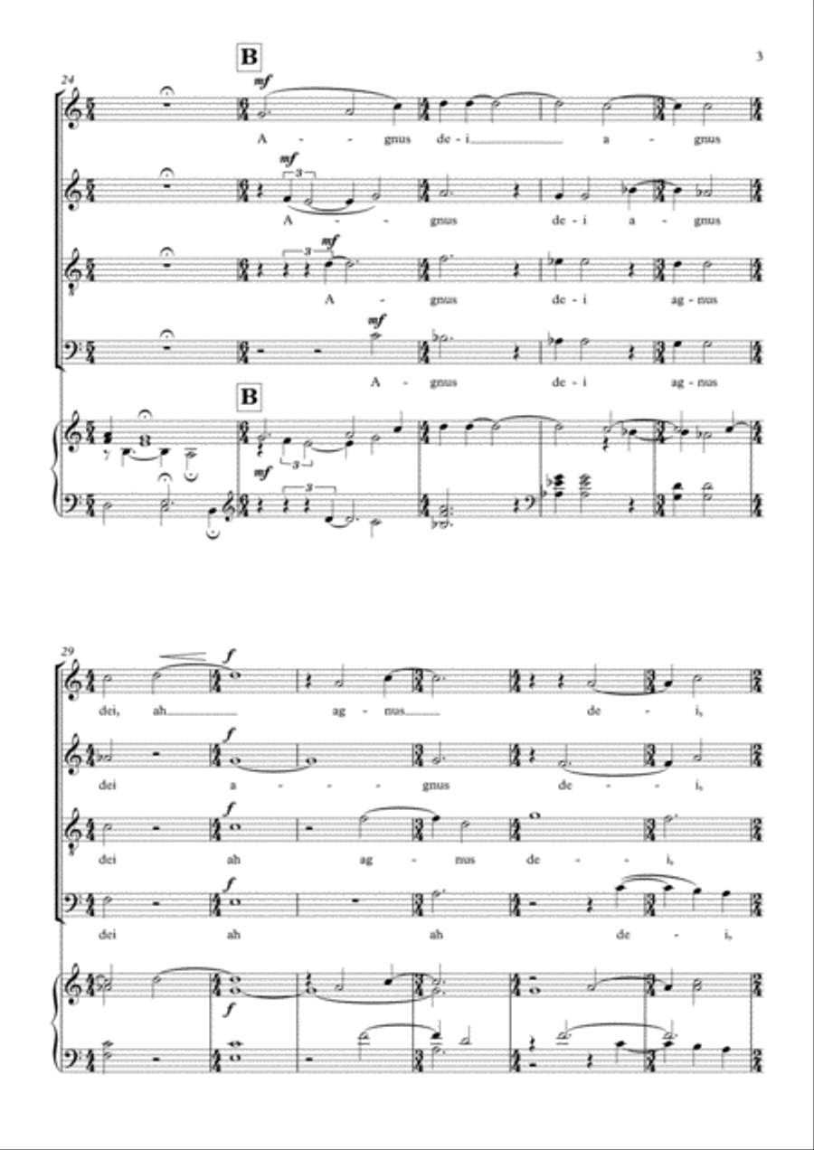 Agnus Dei for SATB choir and Organ 4-Part scores gallery preview page 3
