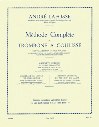Book cover for Methode Complete de Trombone A Coulisse - Volume 1