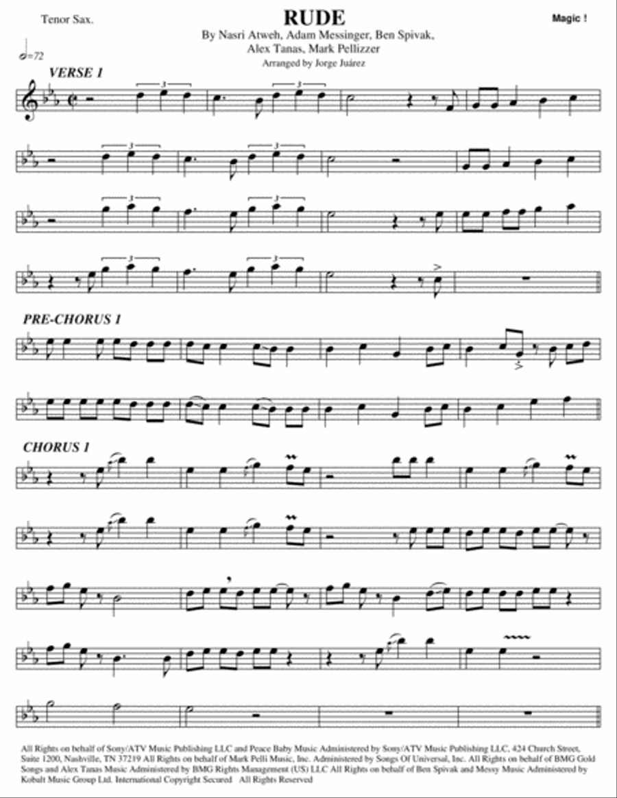 Rude Tenor Saxophone scores gallery preview page 1