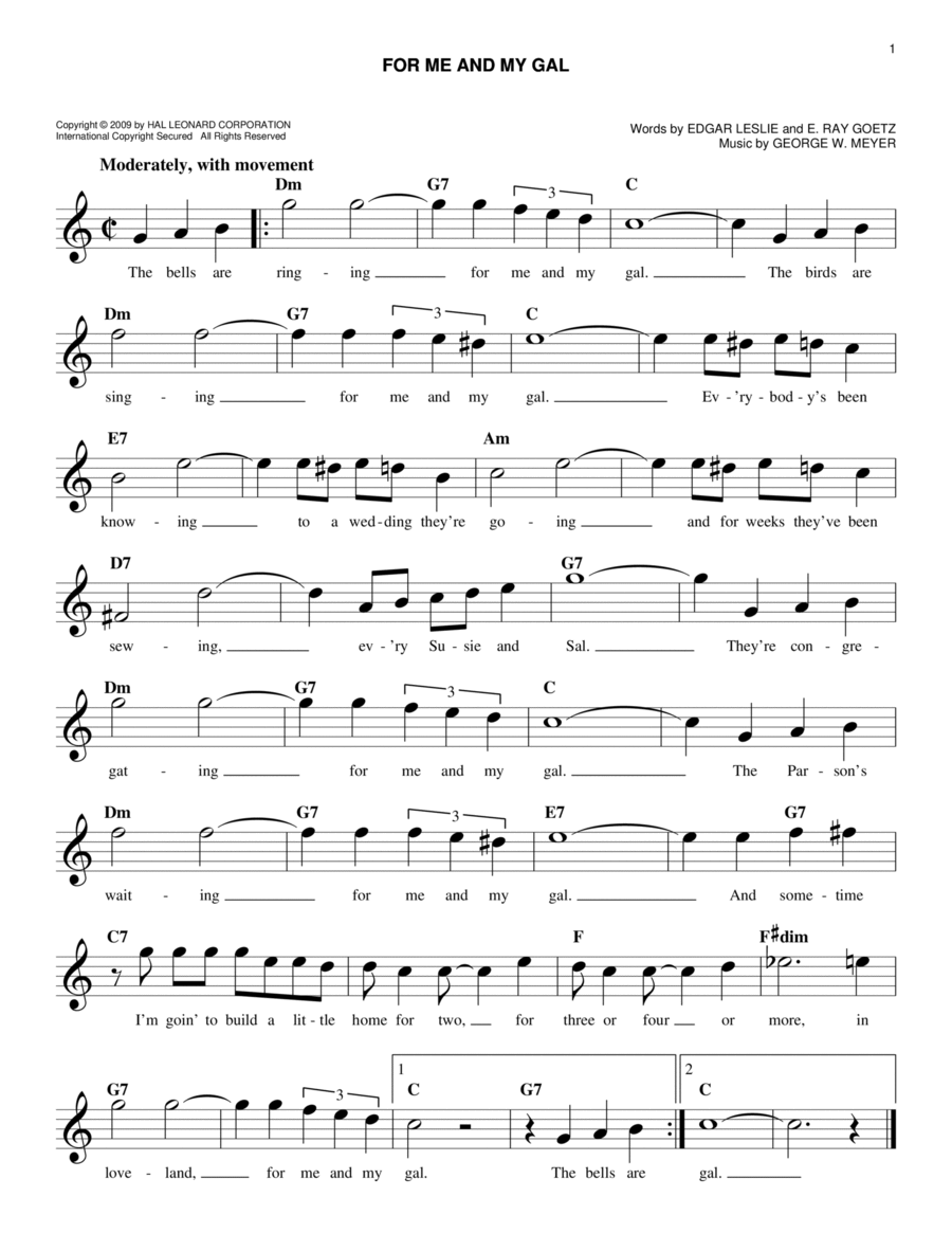 For Me And My Gal For Me And My Gal Piano scores gallery preview page 1