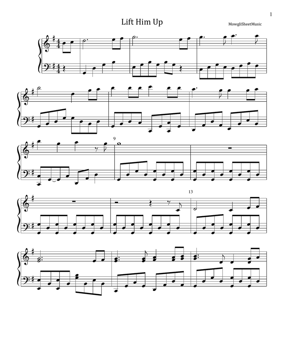 Lift Him Up Piano Solo scores gallery preview page 1