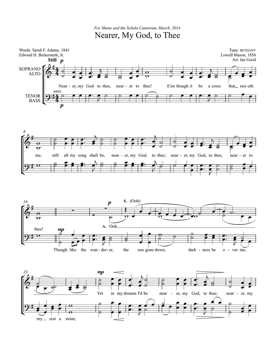 Nearer, My God, to Thee (SATB) 4-Part scores gallery preview page 1
